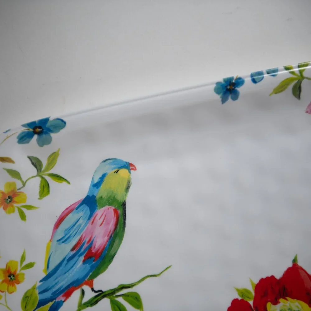 Pier 1 Imports Tropical Parrot Plastic Melamine Serving Tray Dimpled